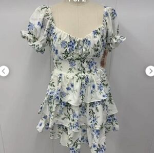 Inspired Hearts White and Blue Floral Layered Dress